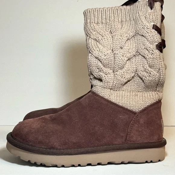 Ugg Kiandra Cordovan Boots Womens Wool Knit Lace Up Size 6 - Picture 4 of 11